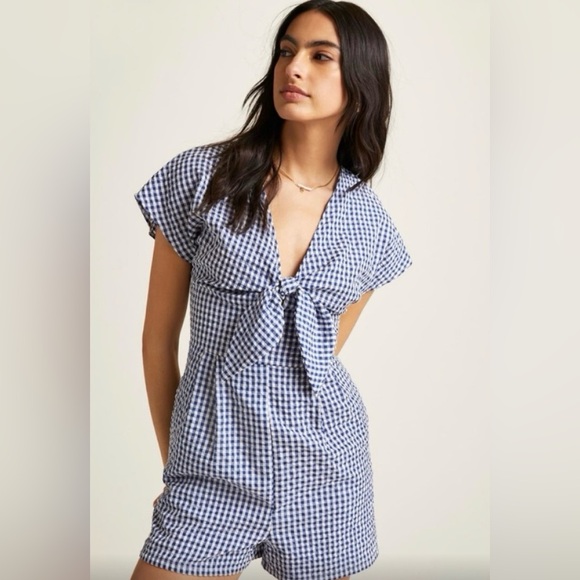 Hutch Navy and White Gingham Romper - Picture 2 of 7